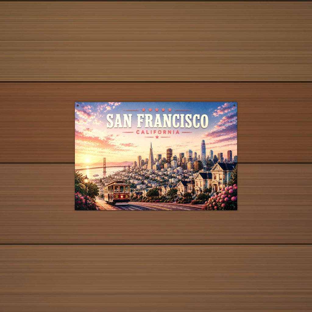 San Francisco Skyline Metal Sign Aluminum Sign — alternate angle