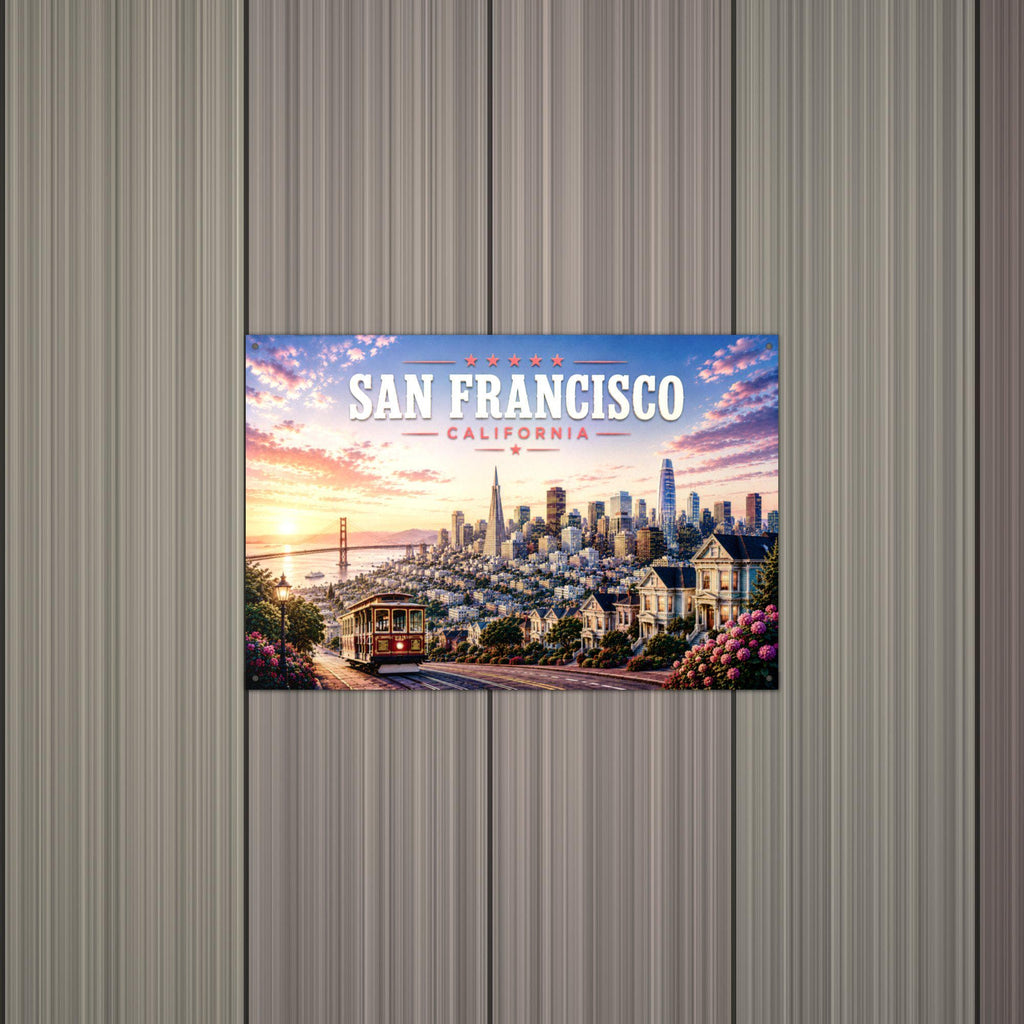 San Francisco Skyline Metal Sign Aluminum Sign — alternate angle