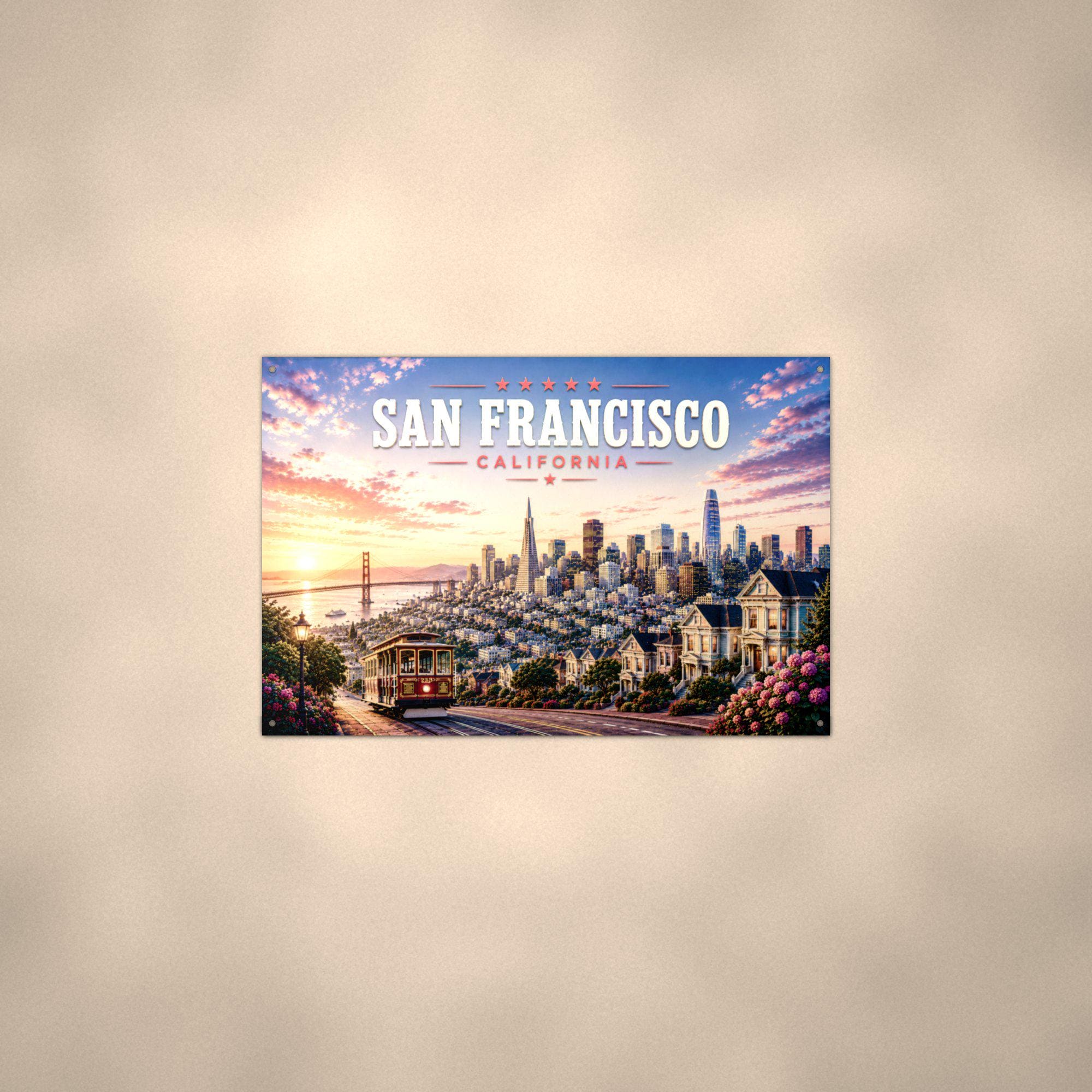 San Francisco Skyline Metal Sign Aluminum Sign — alternate angle