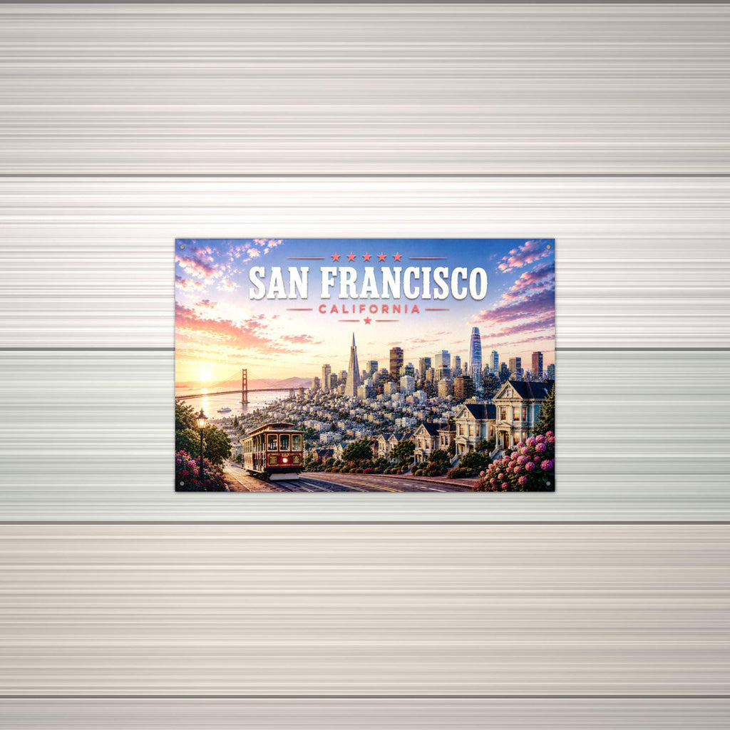 San Francisco Skyline Metal Sign Aluminum Sign — alternate angle