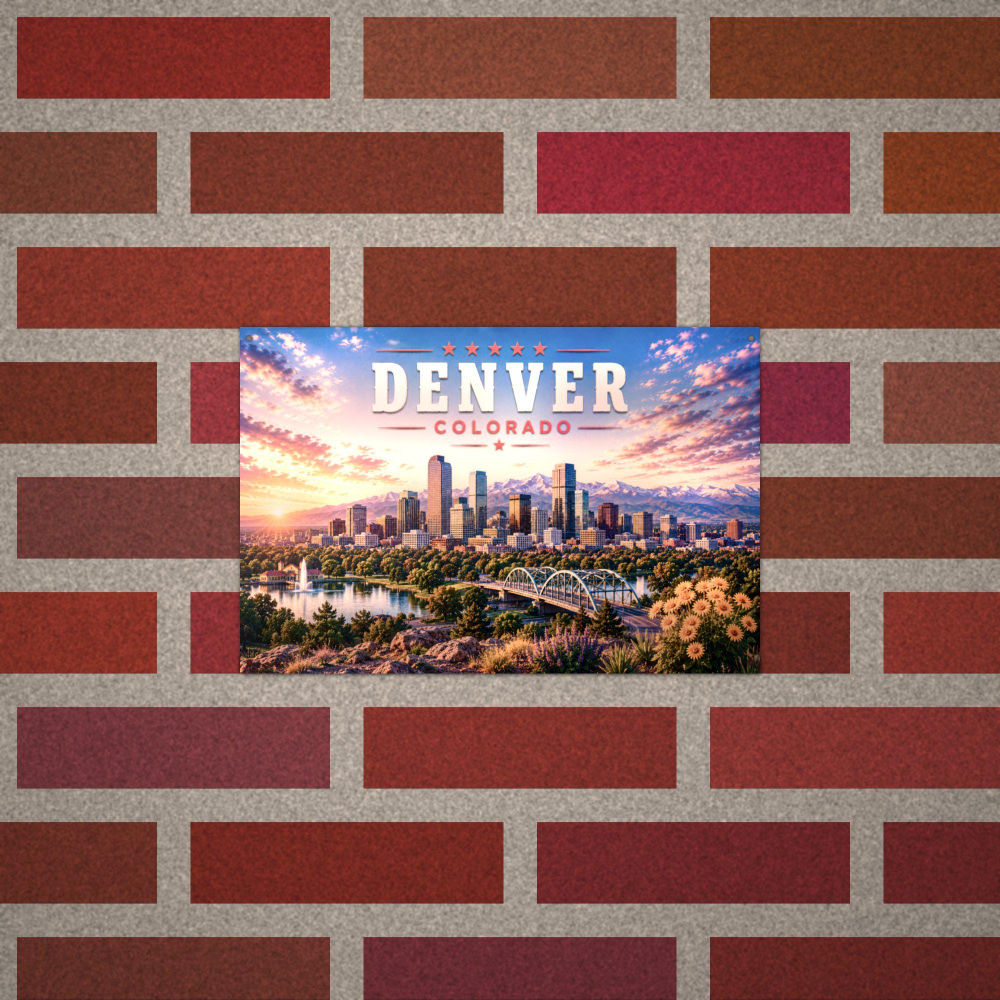 Denver Skyline Metal Sign Aluminum Sign — lifestyle setting
