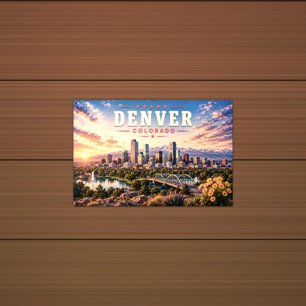 Denver Skyline Metal Sign Aluminum Sign — alternate angle