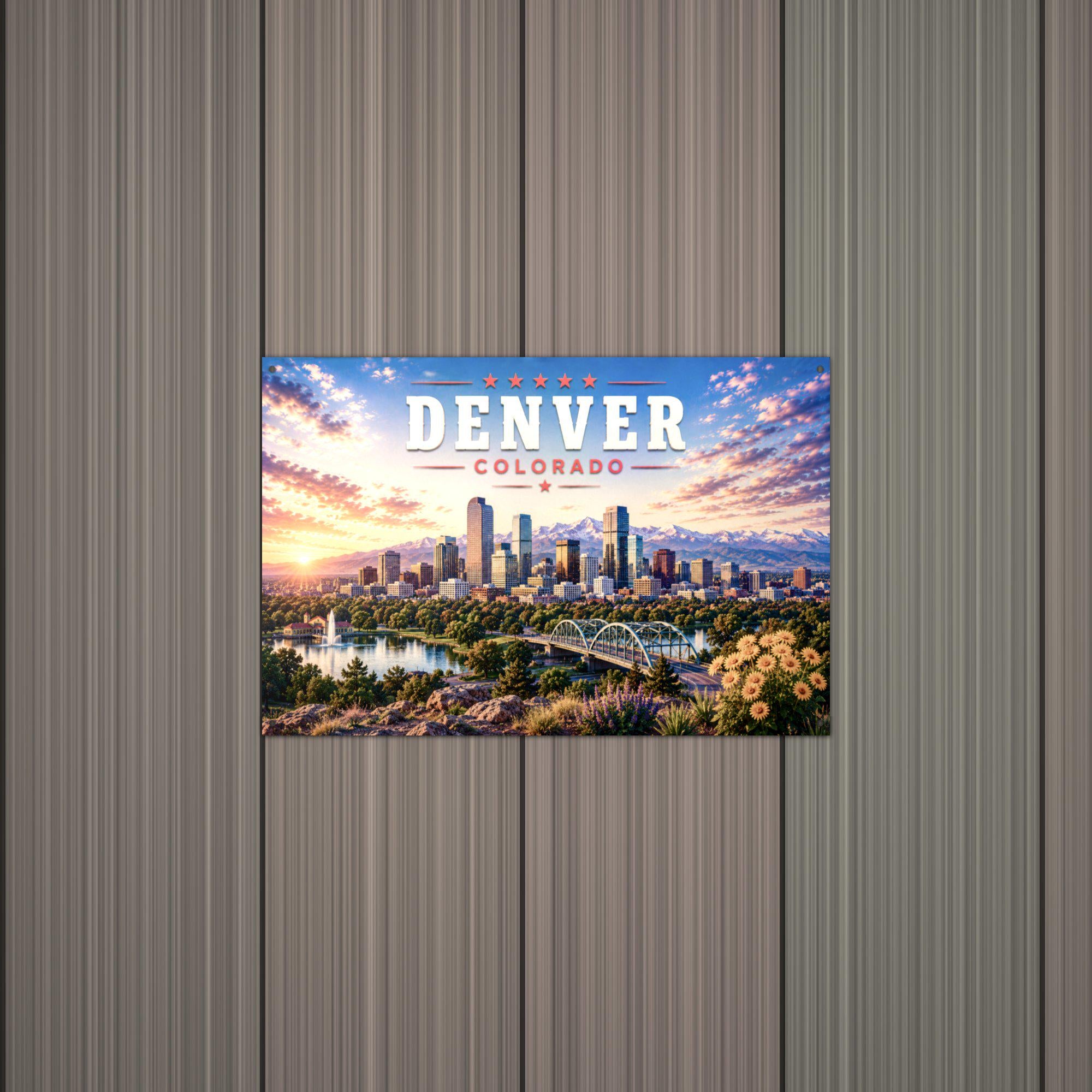 Denver Skyline Metal Sign Aluminum Sign — alternate angle