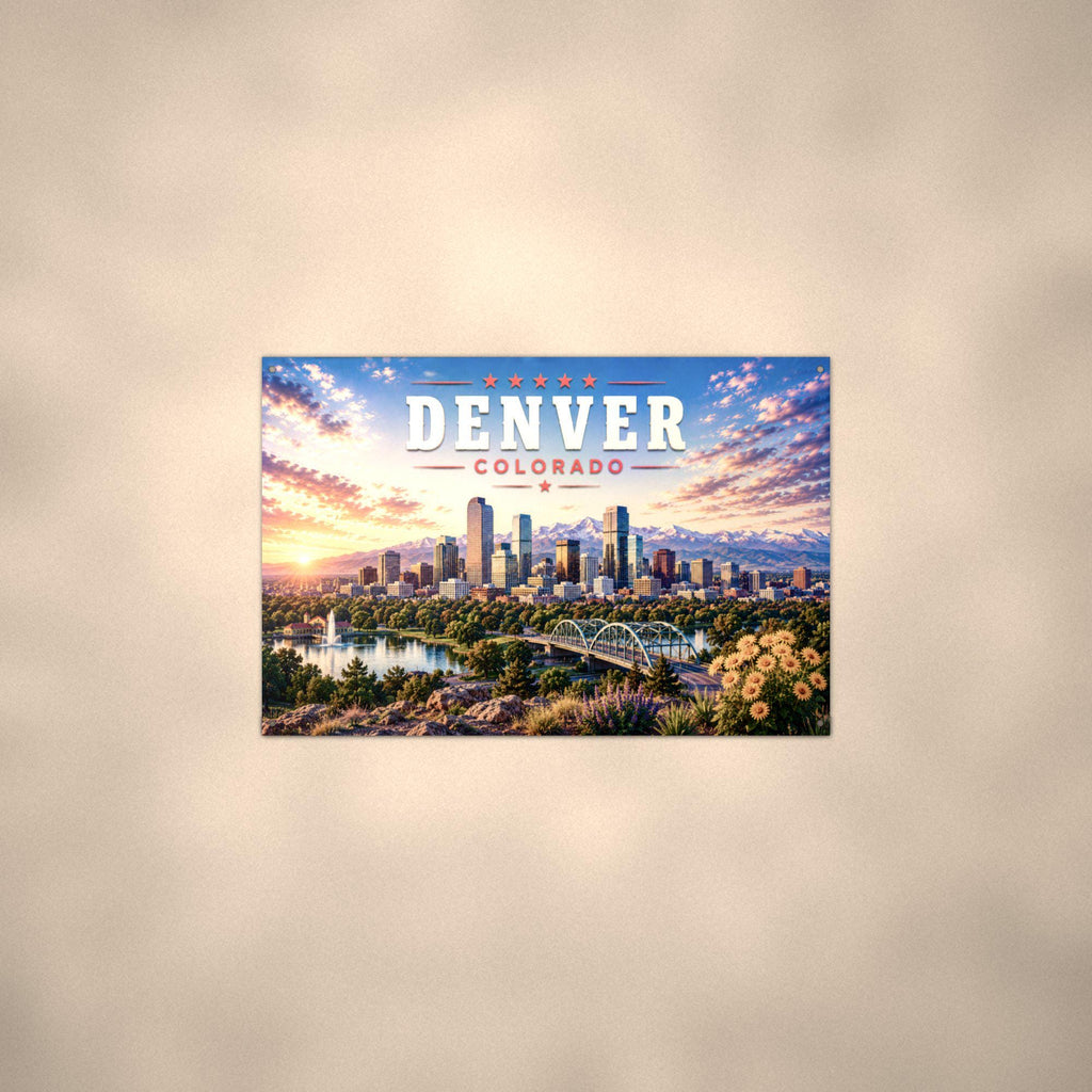 Denver Skyline Metal Sign Aluminum Sign — alternate angle