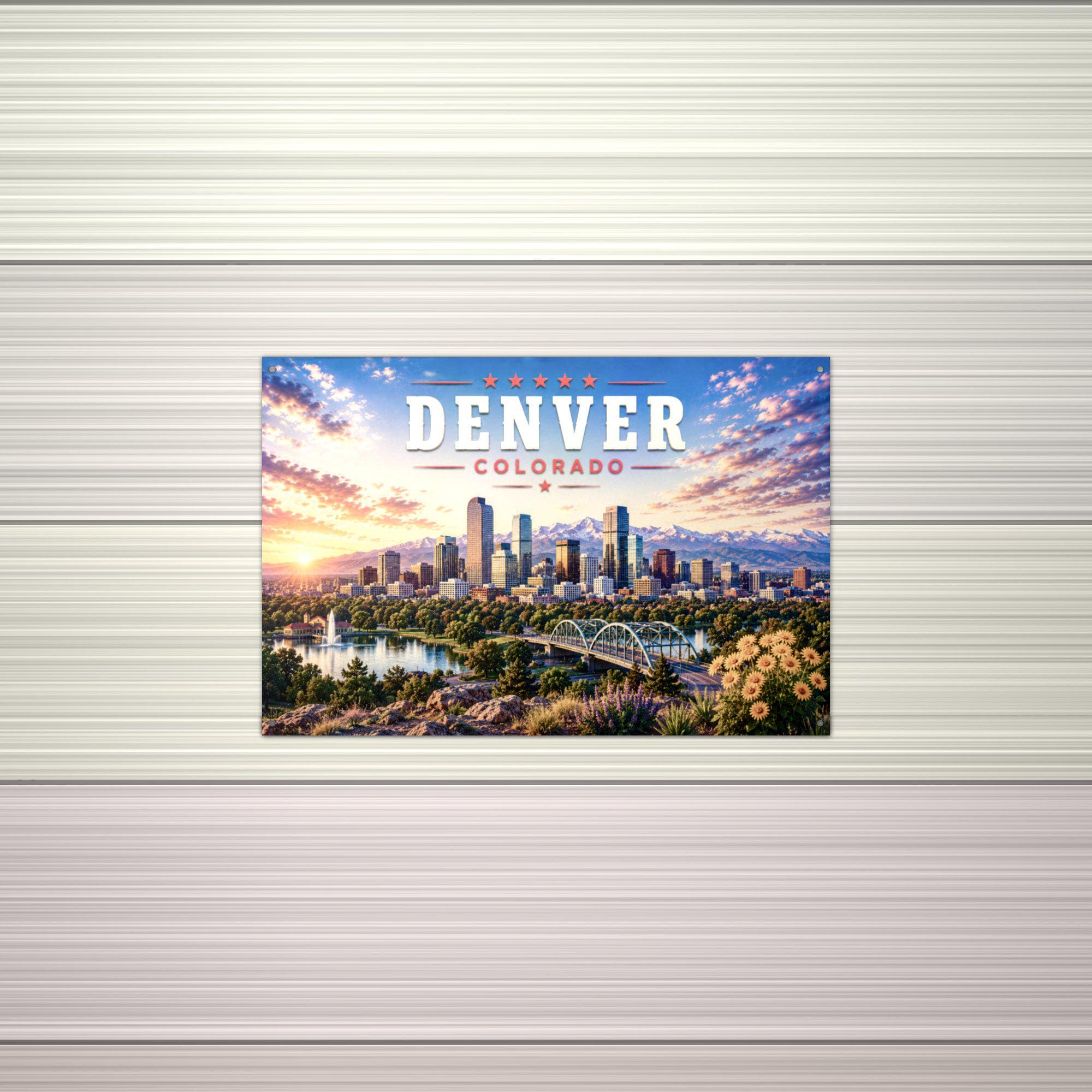 Denver Skyline Metal Sign Aluminum Sign — alternate angle