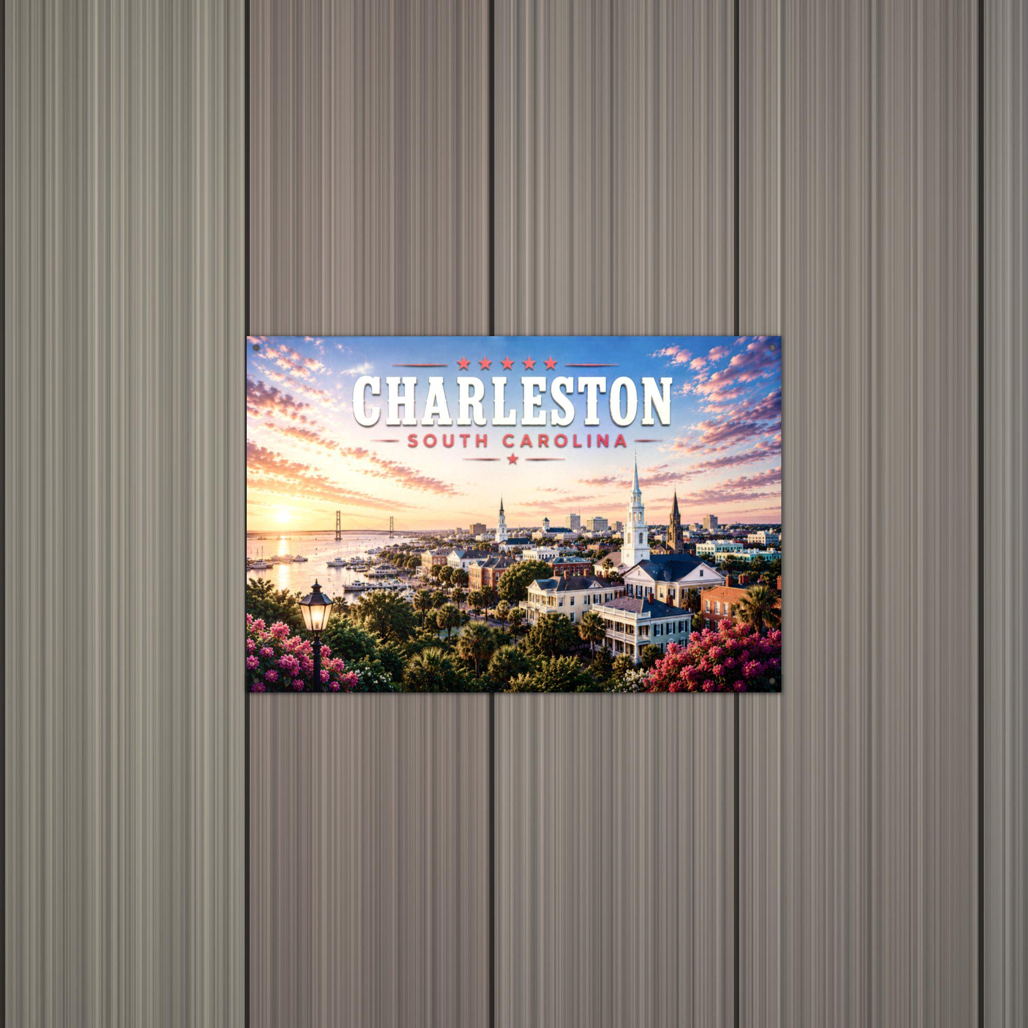 Charleston Skyline Metal Sign Aluminum Sign — alternate angle