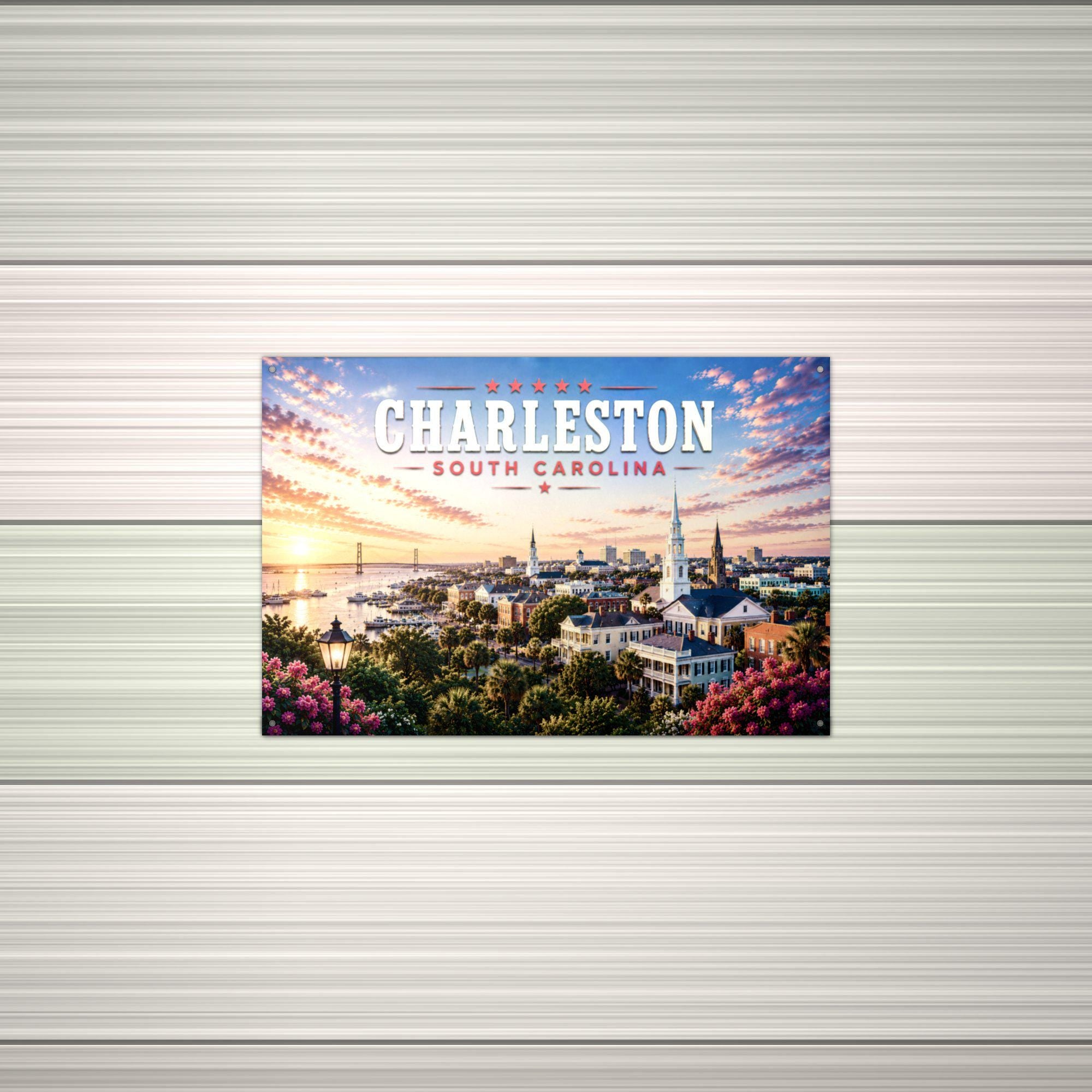 Charleston Skyline Metal Sign Aluminum Sign — alternate angle