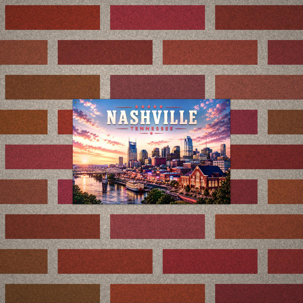 Nashville Skyline Metal Sign Aluminum Sign — lifestyle setting