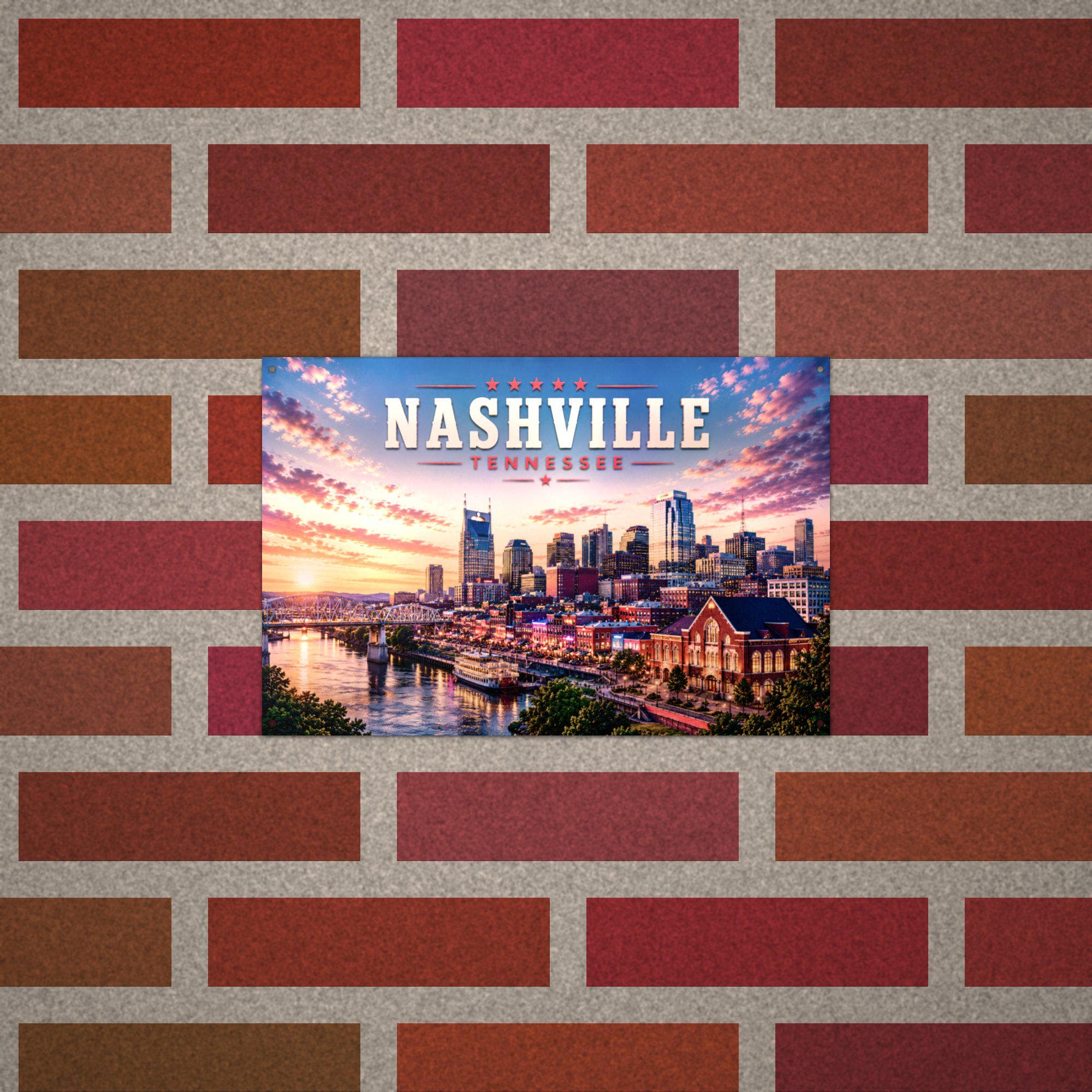 Nashville Skyline Metal Sign Aluminum Sign — lifestyle setting