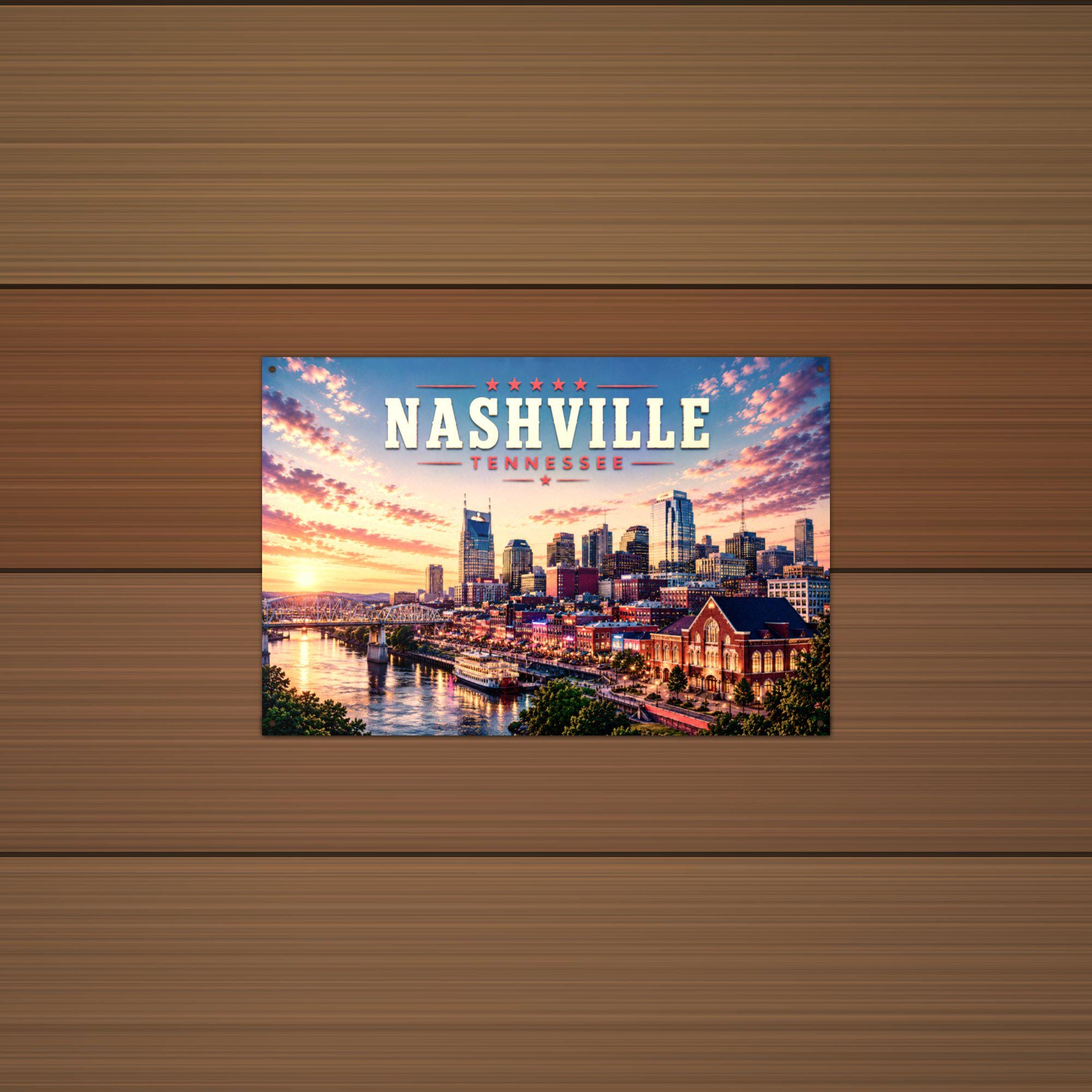 Nashville Skyline Metal Sign Aluminum Sign — alternate angle