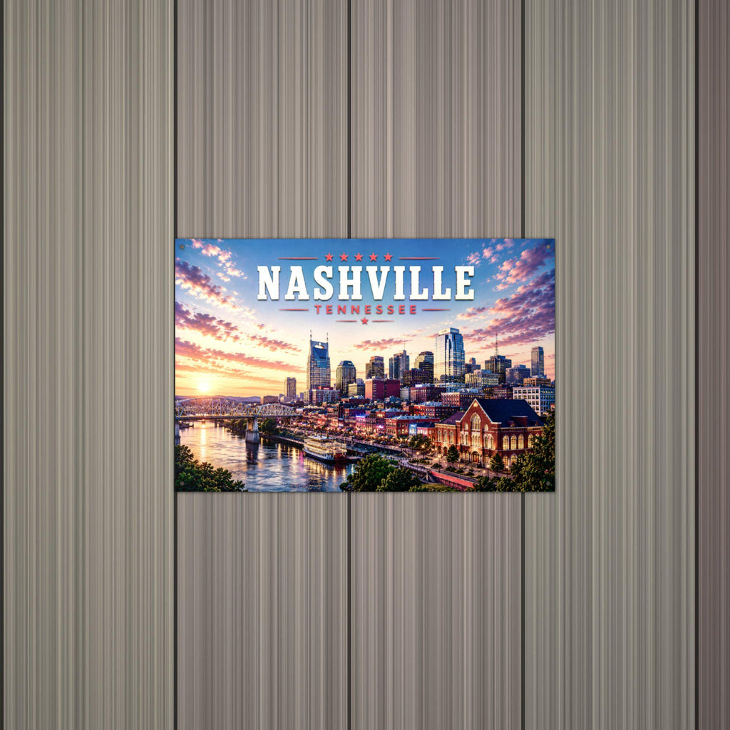 Nashville Skyline Metal Sign Aluminum Sign — alternate angle