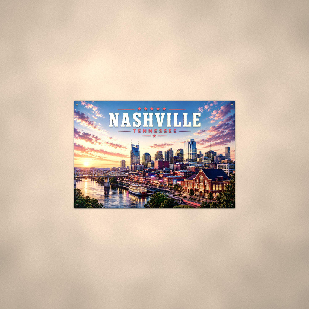 Nashville Skyline Metal Sign Aluminum Sign — alternate angle