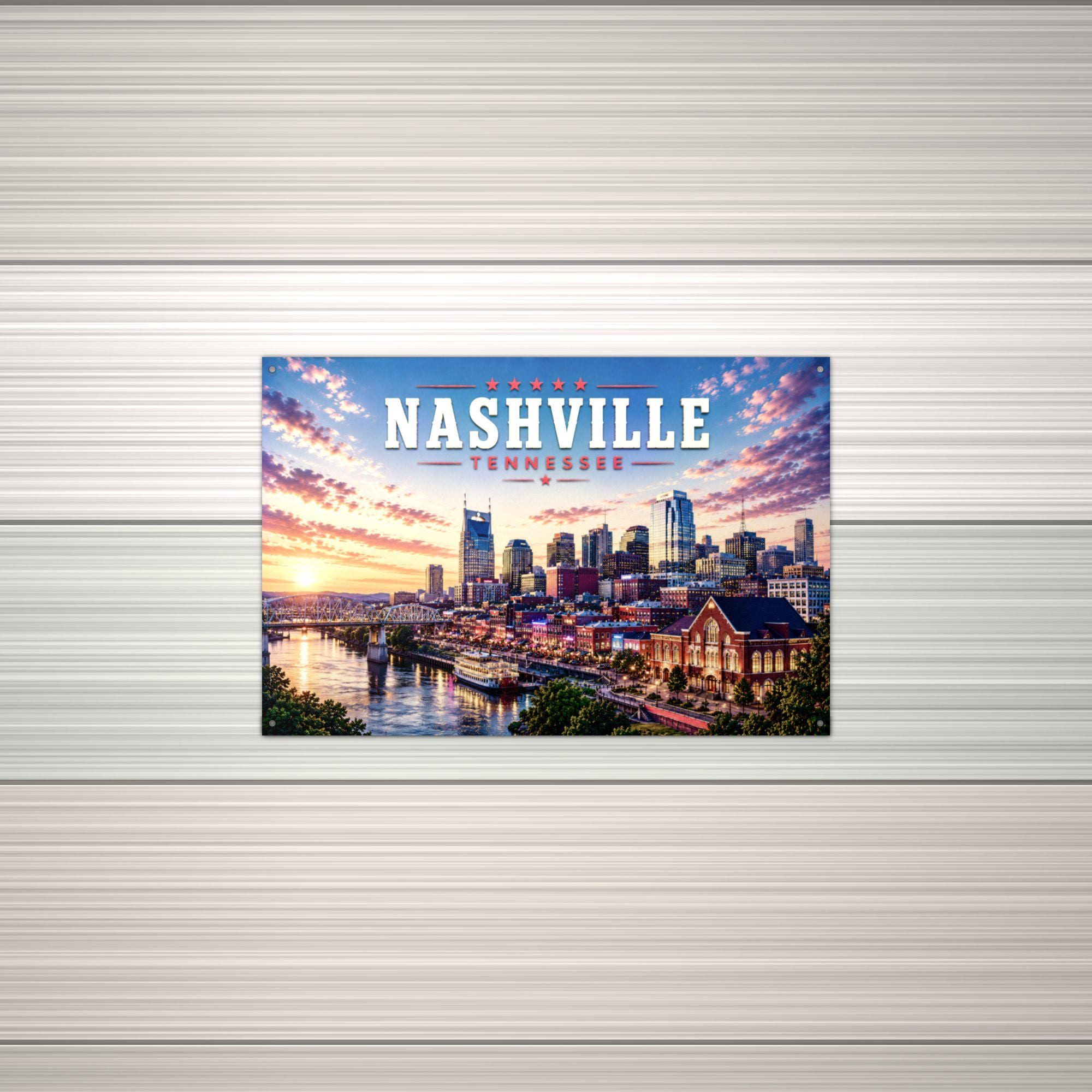 Nashville Skyline Metal Sign Aluminum Sign — alternate angle