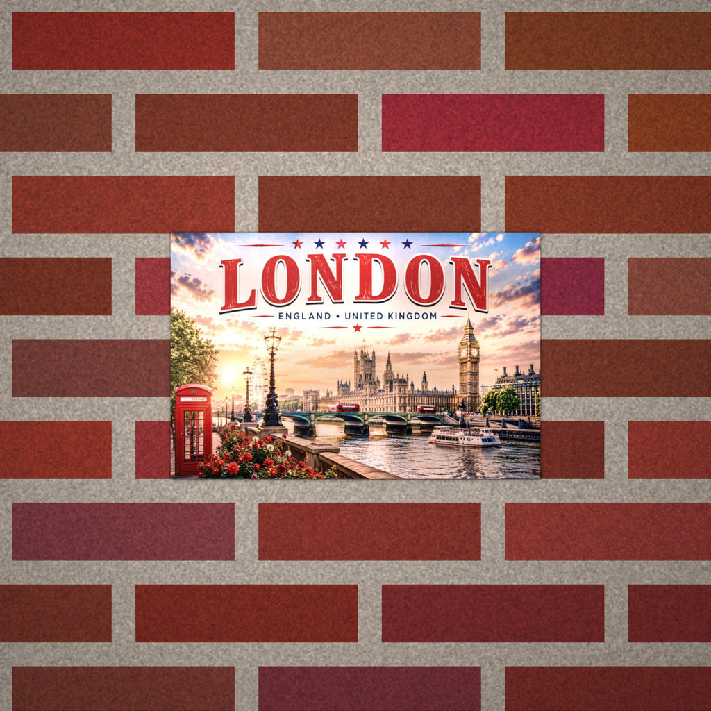 London Skyline Metal Sign Aluminum Sign — lifestyle setting
