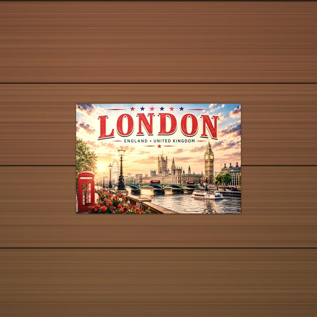 London Skyline Metal Sign Aluminum Sign — alternate angle