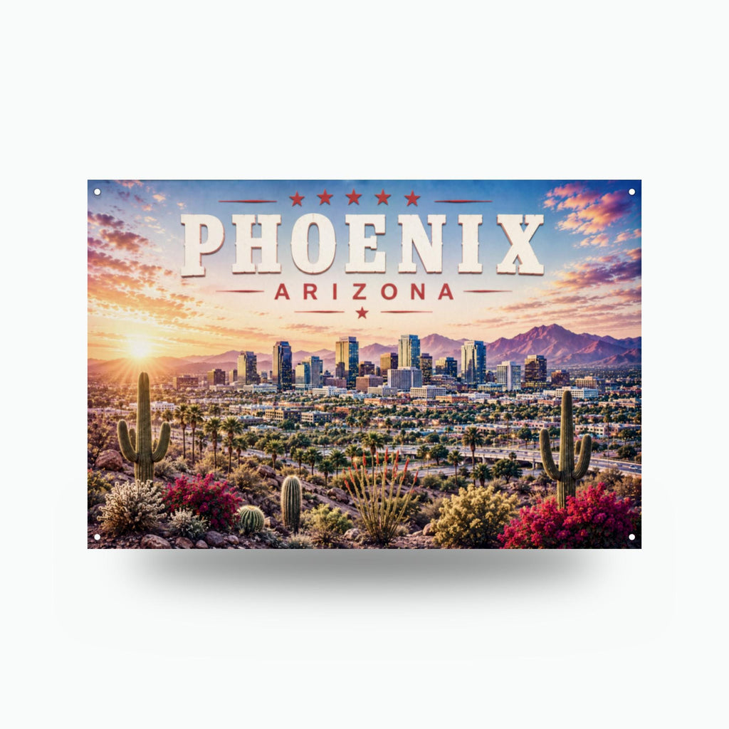 Phoenix Skyline Metal Sign Aluminum Sign — front view on white background