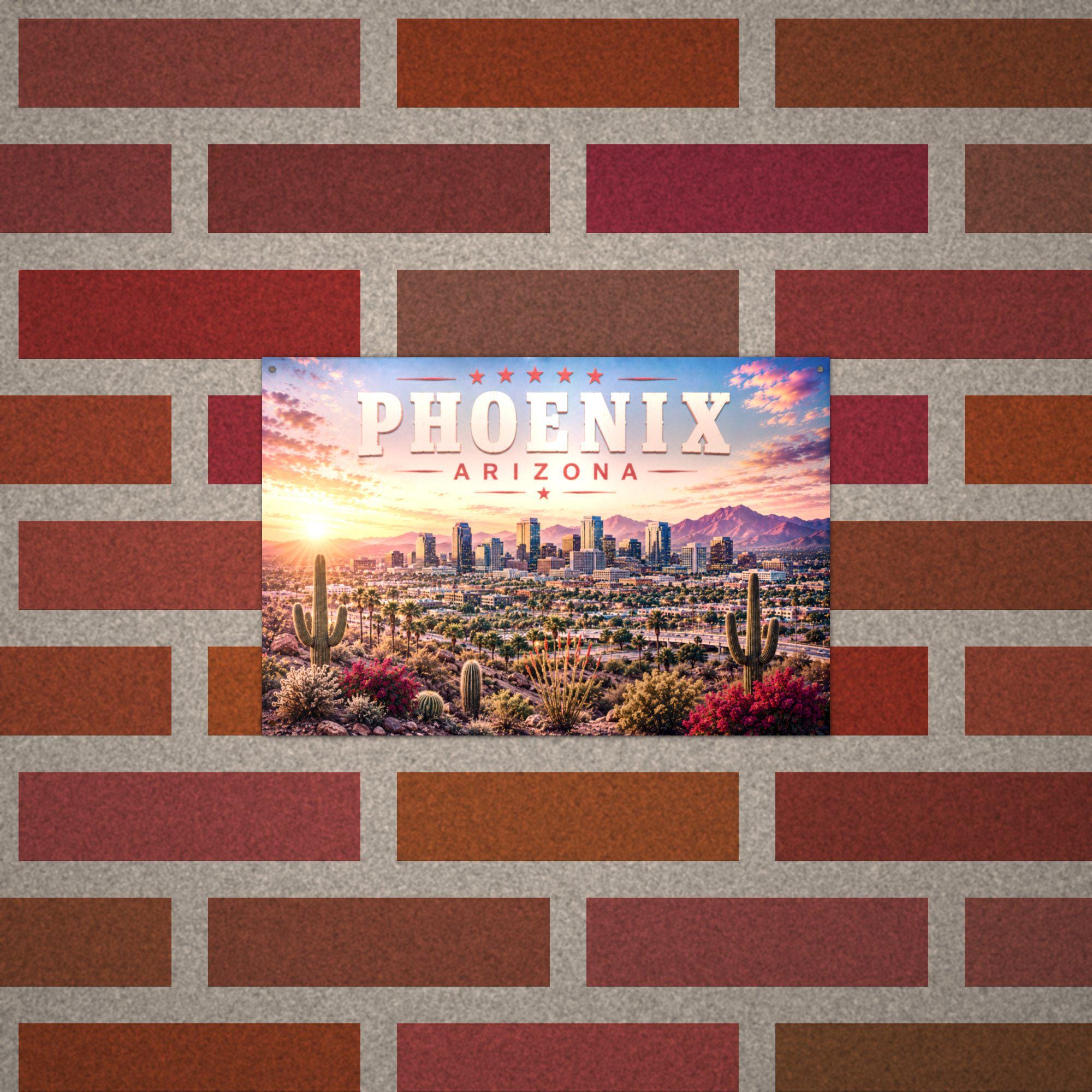 Phoenix Skyline Metal Sign Aluminum Sign — lifestyle setting