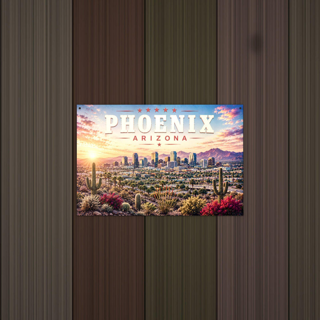 Phoenix Skyline Metal Sign Aluminum Sign — detail view