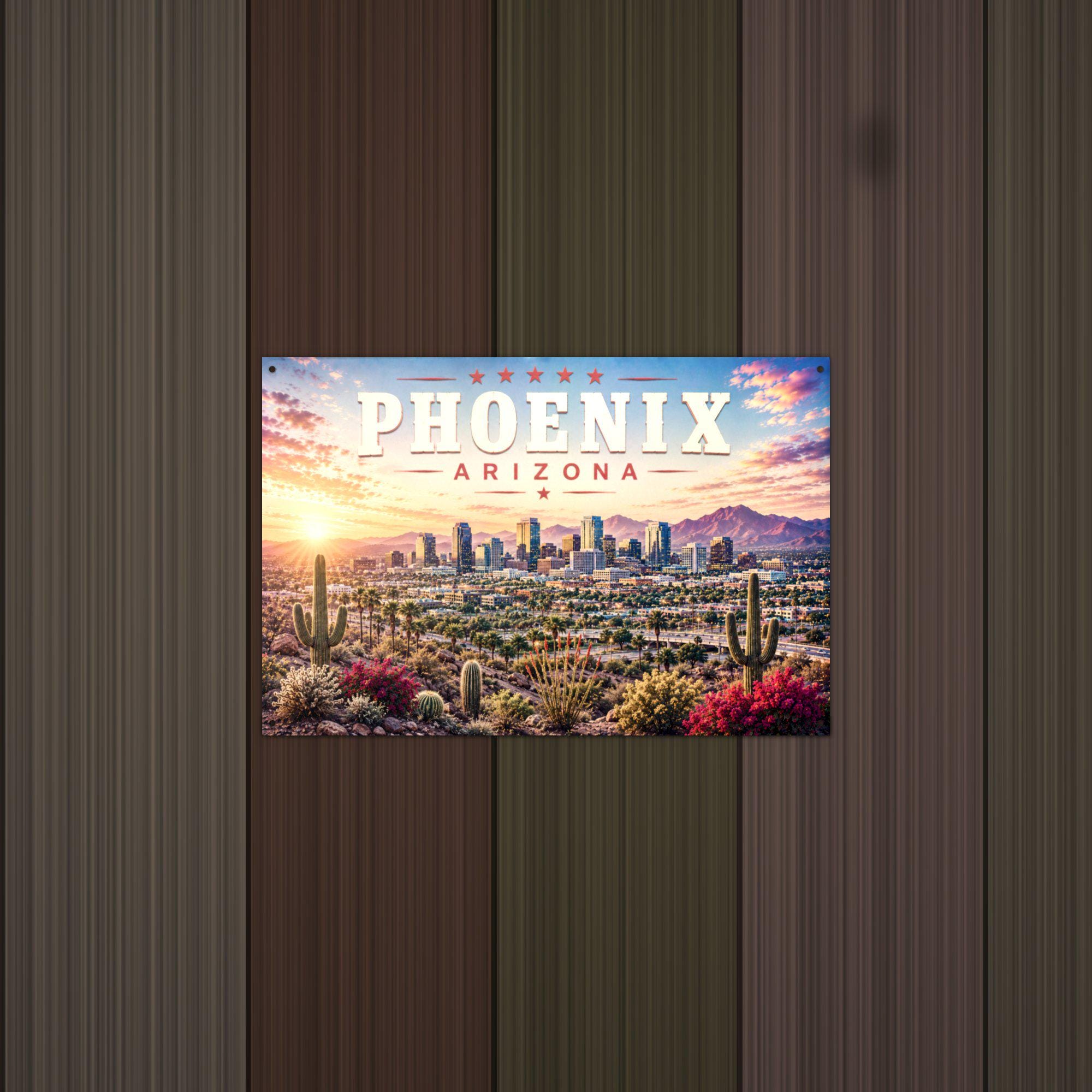 Phoenix Skyline Metal Sign Aluminum Sign — detail view