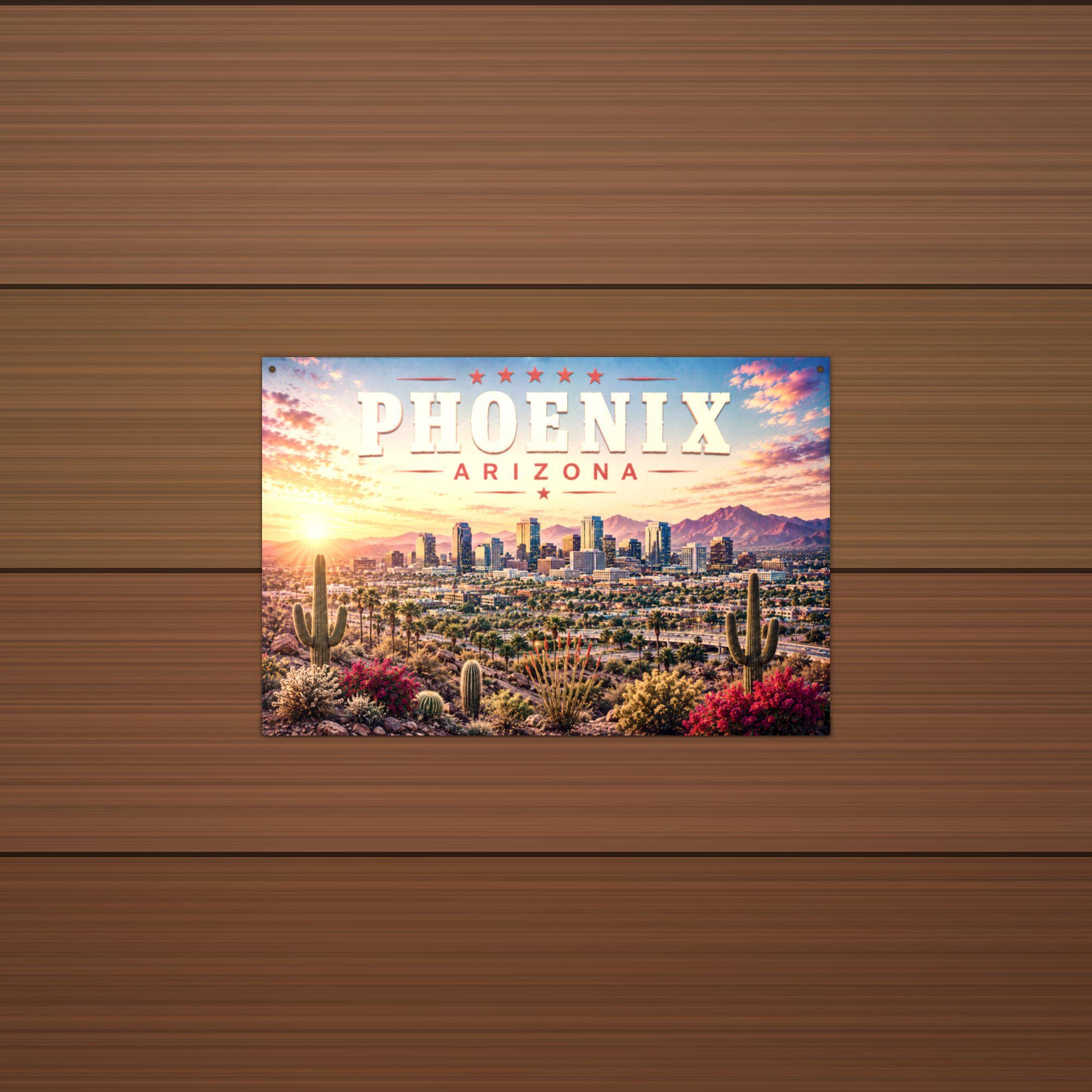 Phoenix Skyline Metal Sign Aluminum Sign — alternate angle