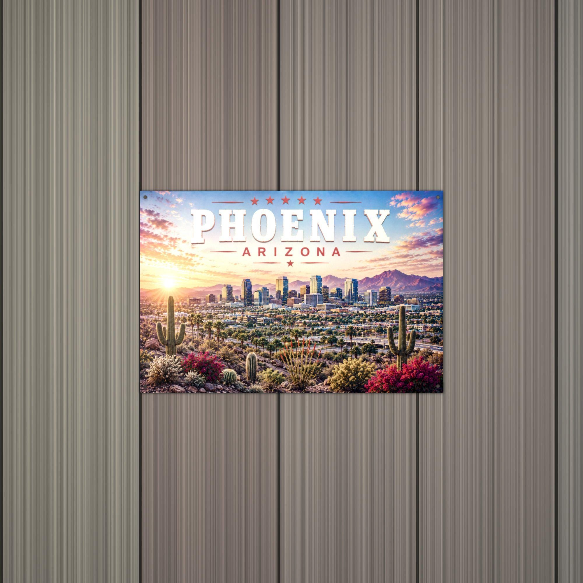 Phoenix Skyline Metal Sign Aluminum Sign — alternate angle