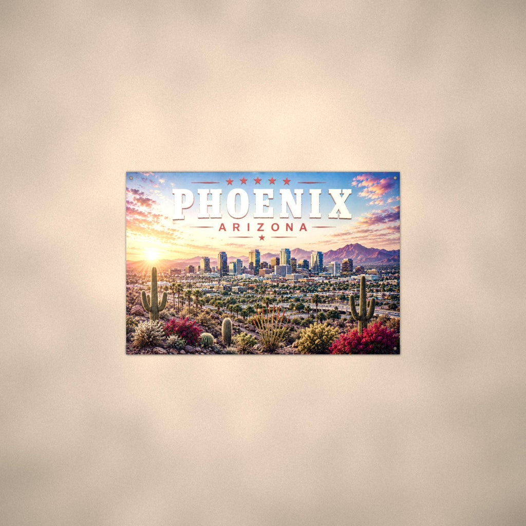 Phoenix Skyline Metal Sign Aluminum Sign — alternate angle
