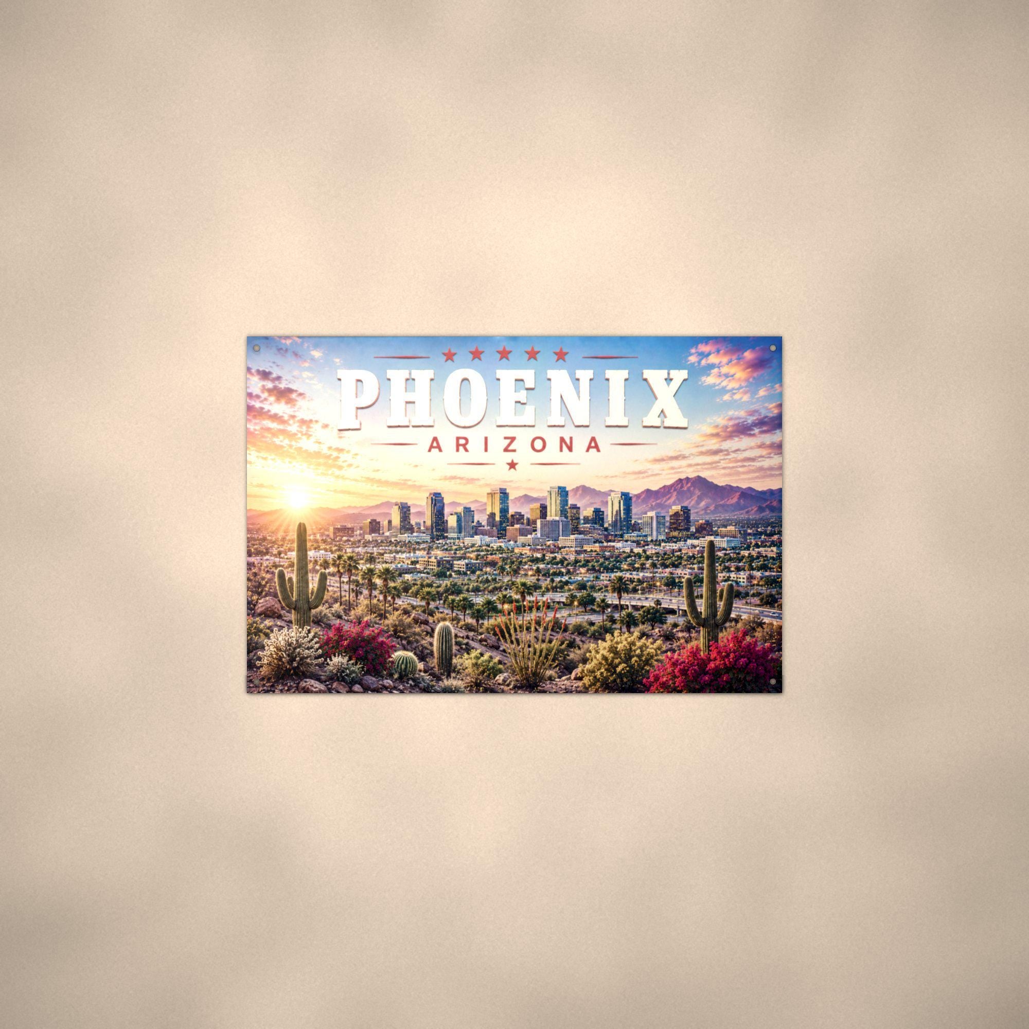 Phoenix Skyline Metal Sign Aluminum Sign — alternate angle