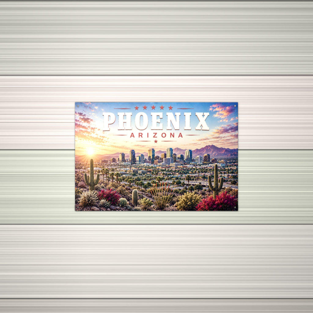 Phoenix Skyline Metal Sign Aluminum Sign — alternate angle
