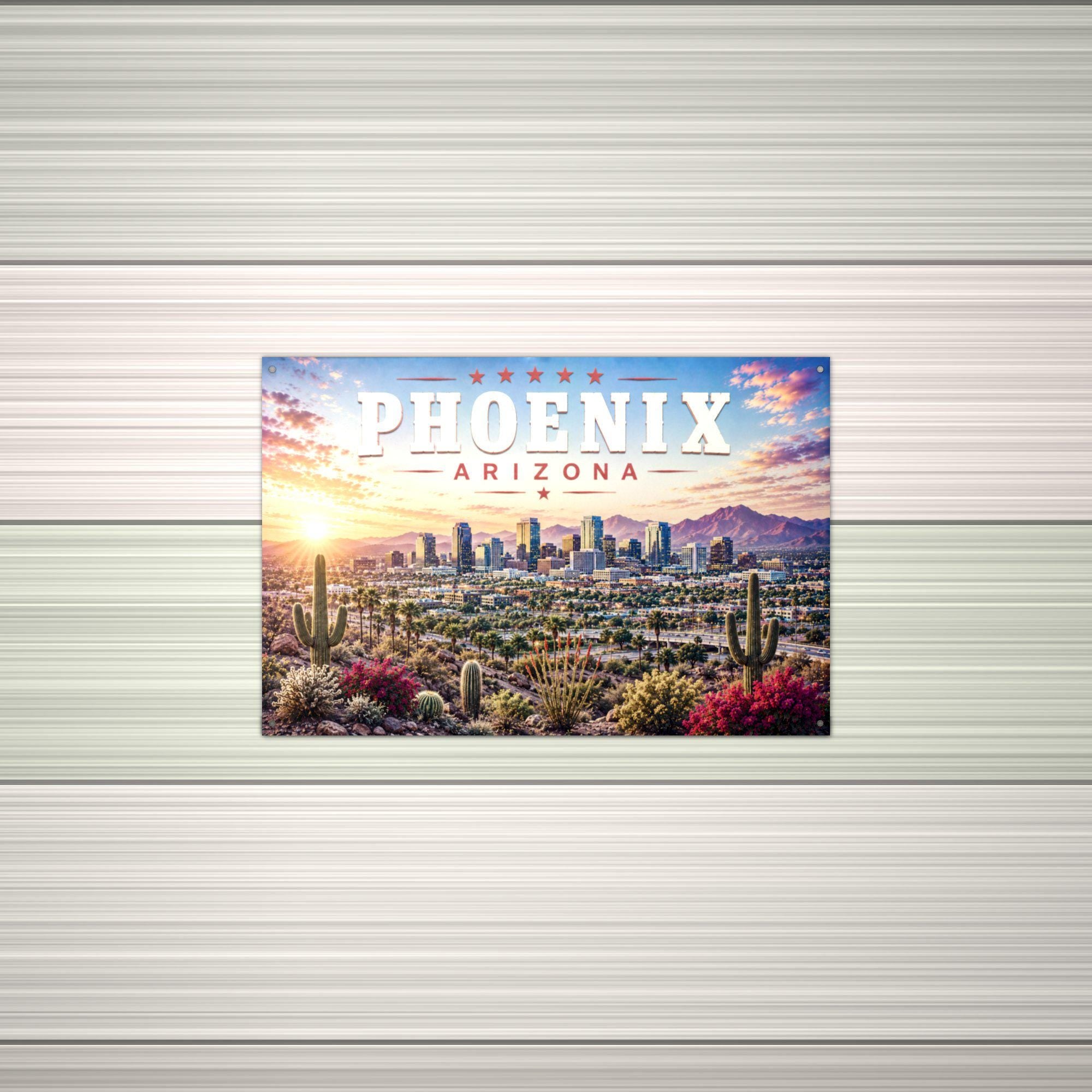 Phoenix Skyline Metal Sign Aluminum Sign — alternate angle