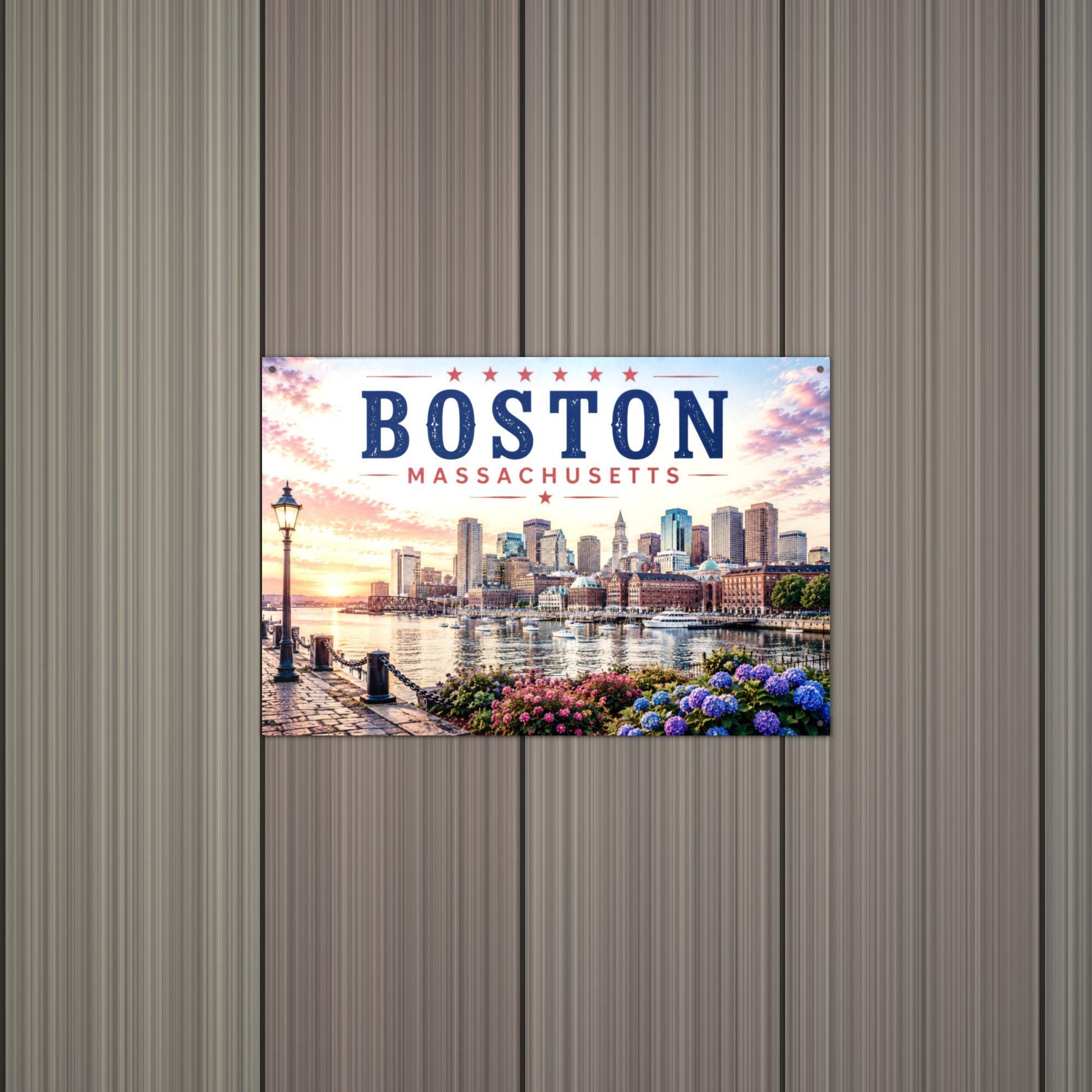 Boston Skyline Metal Sign Aluminum Sign — alternate angle