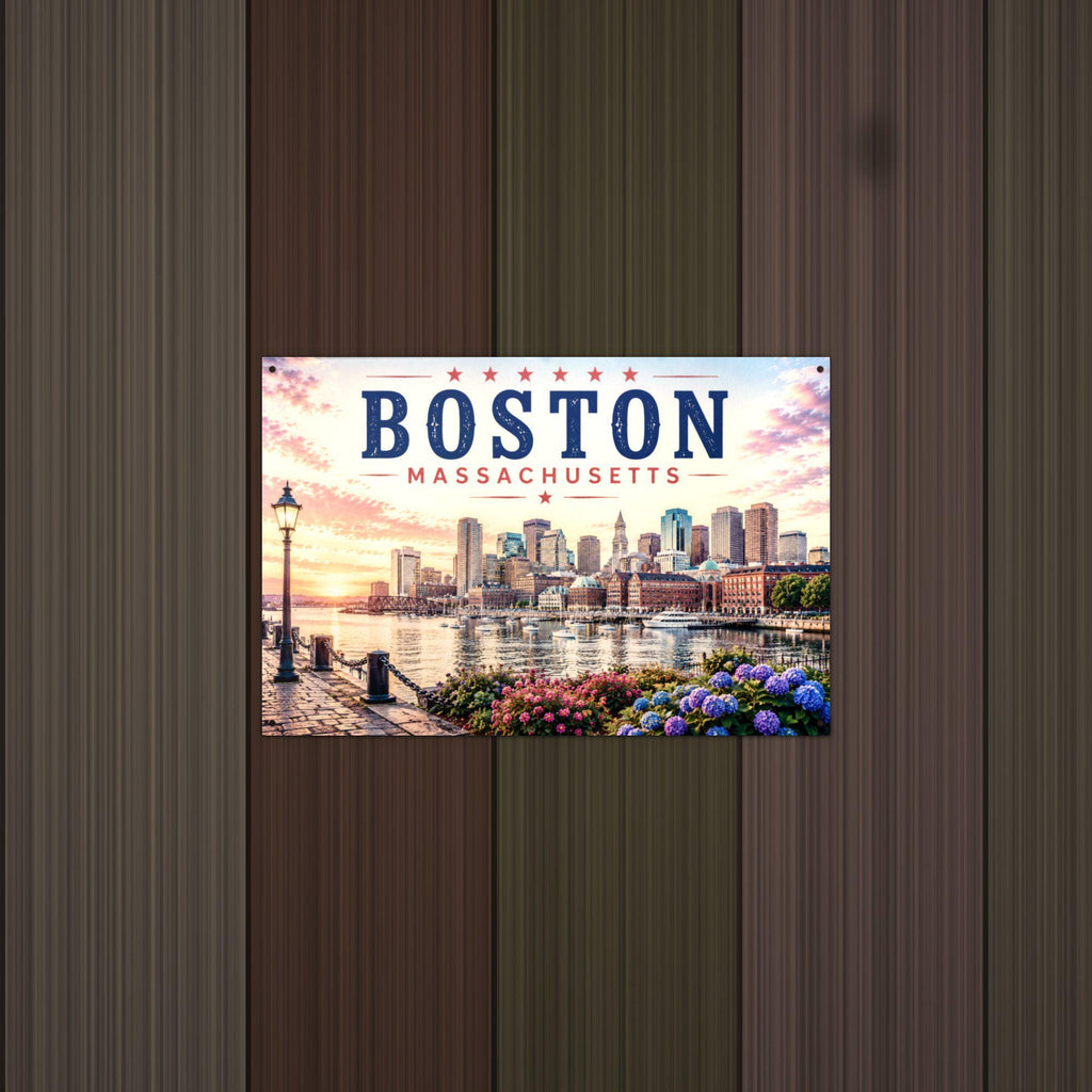 Boston Skyline Metal Sign Aluminum Sign — alternate angle