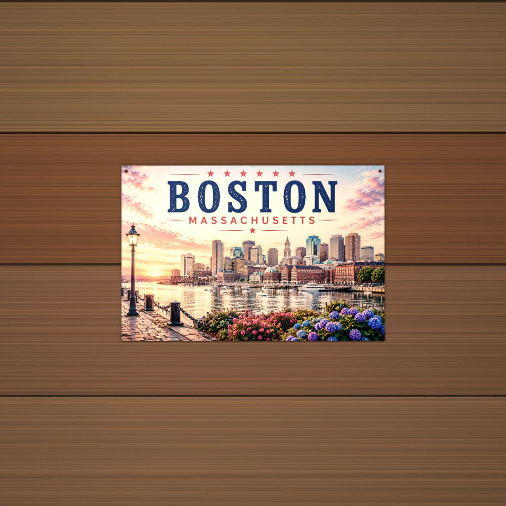 Boston Skyline Metal Sign Aluminum Sign — alternate angle