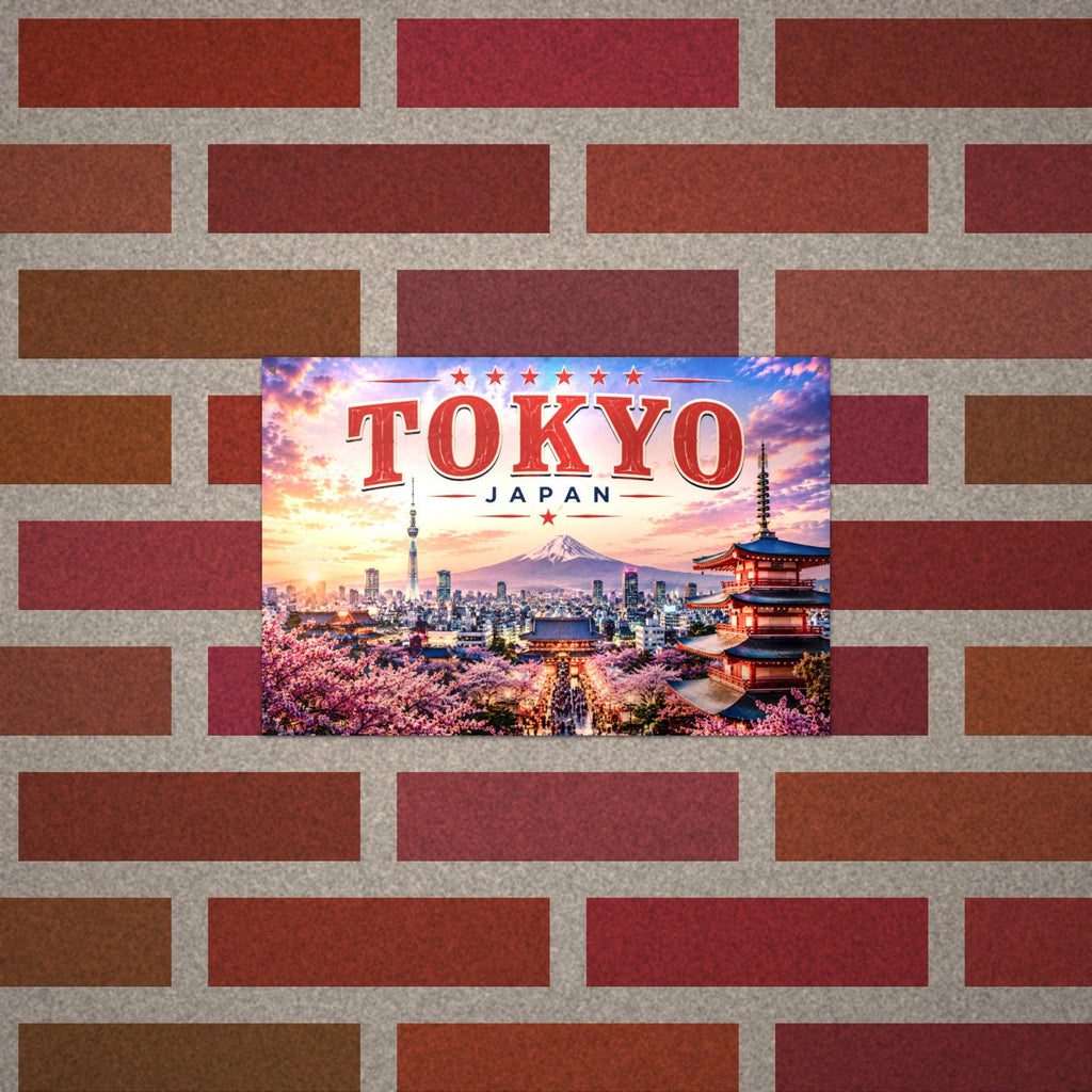 Tokyo Skyline Metal Sign Aluminum Sign — lifestyle setting