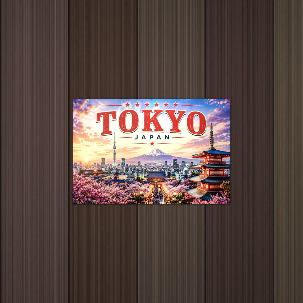 Tokyo Skyline Metal Sign Aluminum Sign — detail view