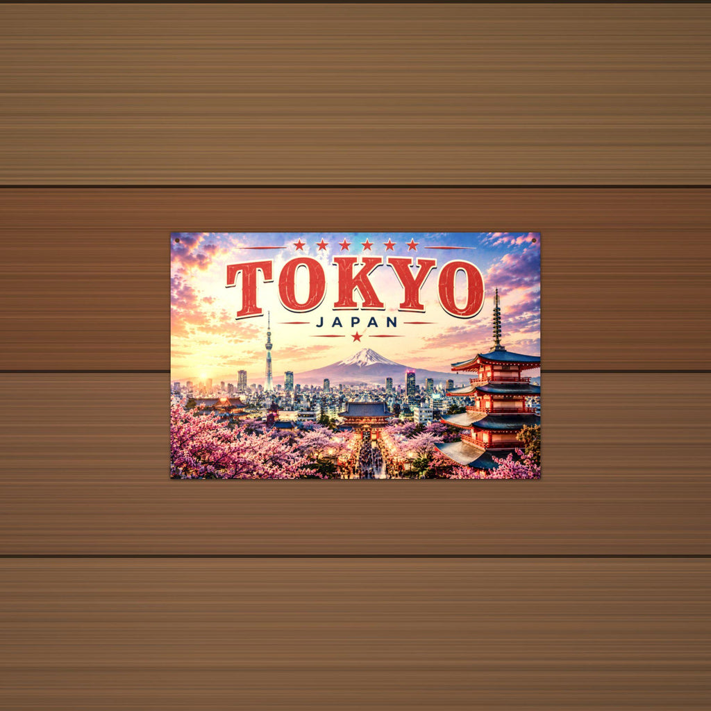 Tokyo Skyline Metal Sign Aluminum Sign — alternate angle