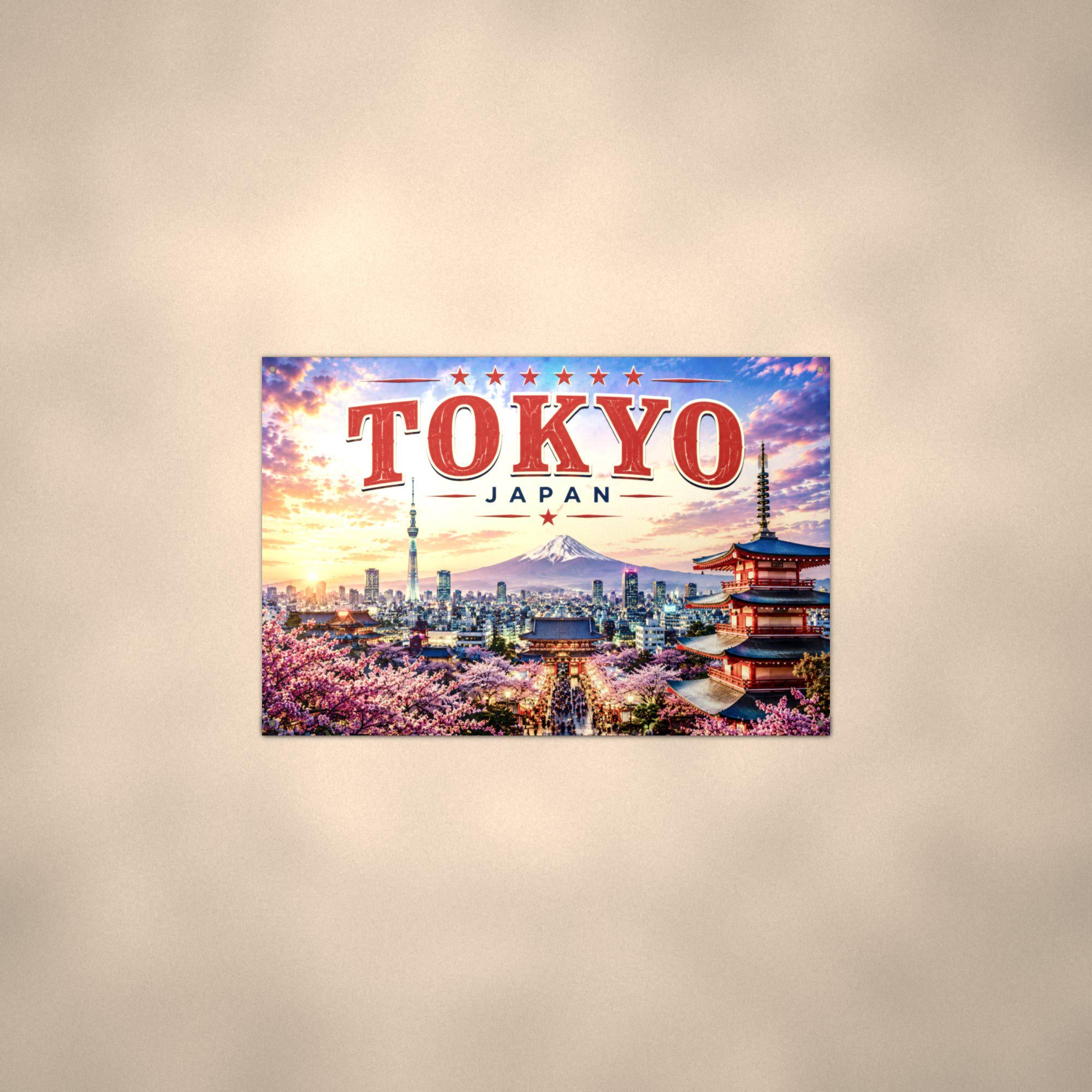 Tokyo Skyline Metal Sign Aluminum Sign — alternate angle