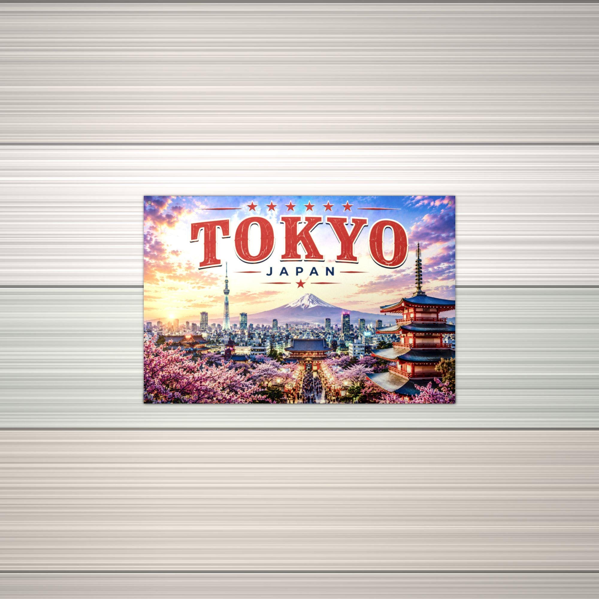 Tokyo Skyline Metal Sign Aluminum Sign — alternate angle