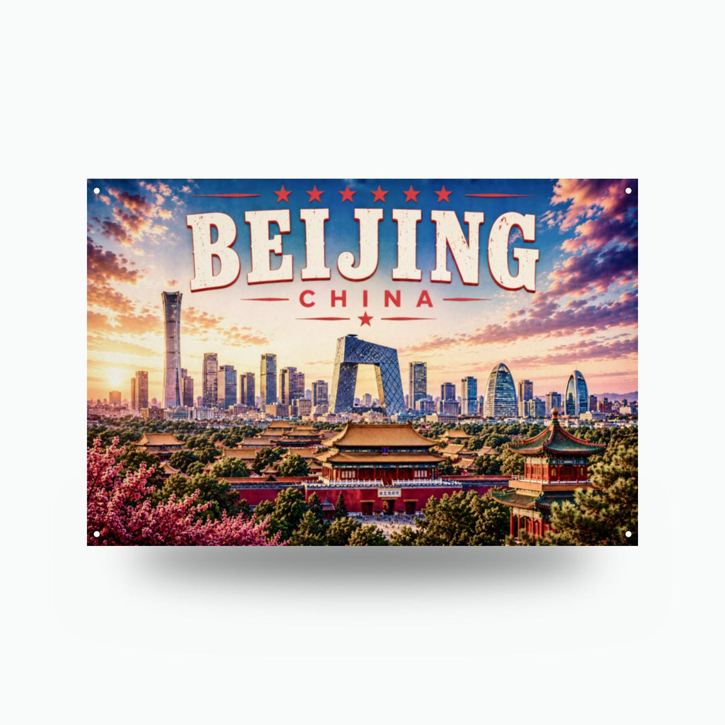 Beijing Skyline Metal Sign Aluminum Sign — front view on white background