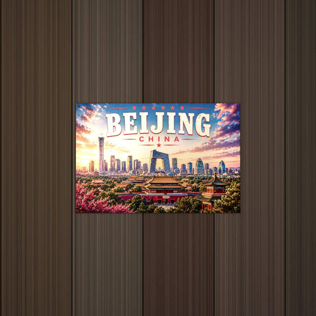 Beijing Skyline Metal Sign Aluminum Sign — detail view