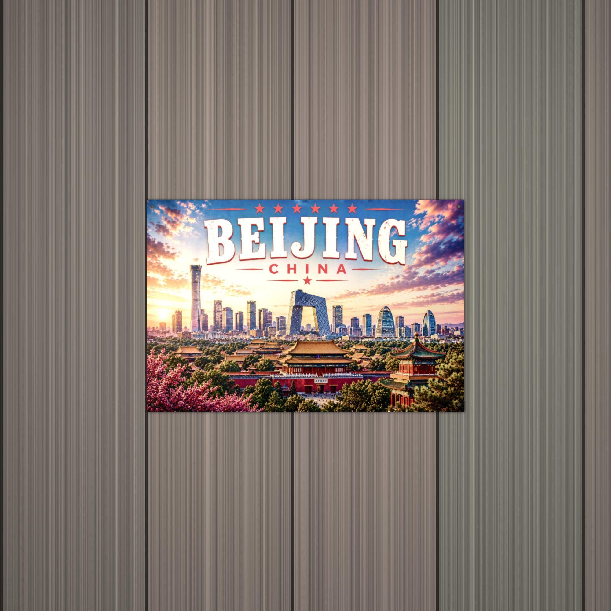 Beijing Skyline Metal Sign Aluminum Sign — alternate angle