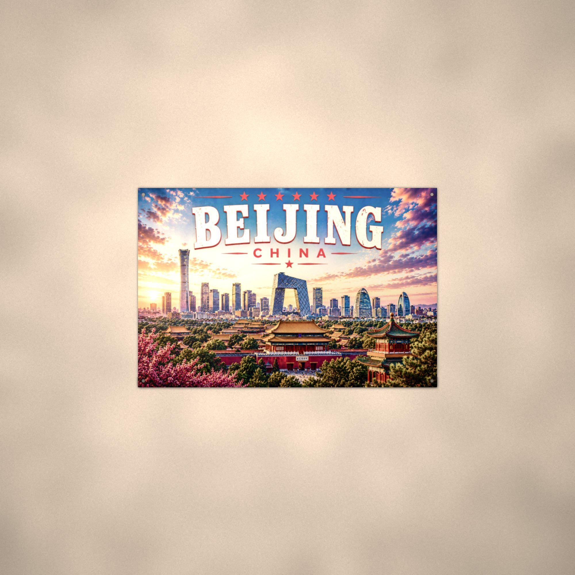 Beijing Skyline Metal Sign Aluminum Sign — alternate angle