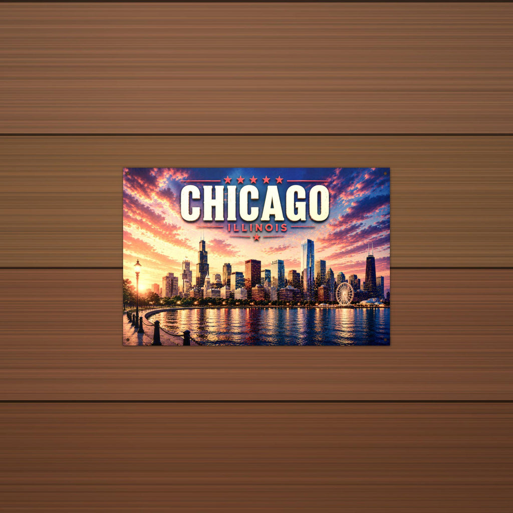 Chicago Skyline Metal Sign Aluminum Sign — alternate angle