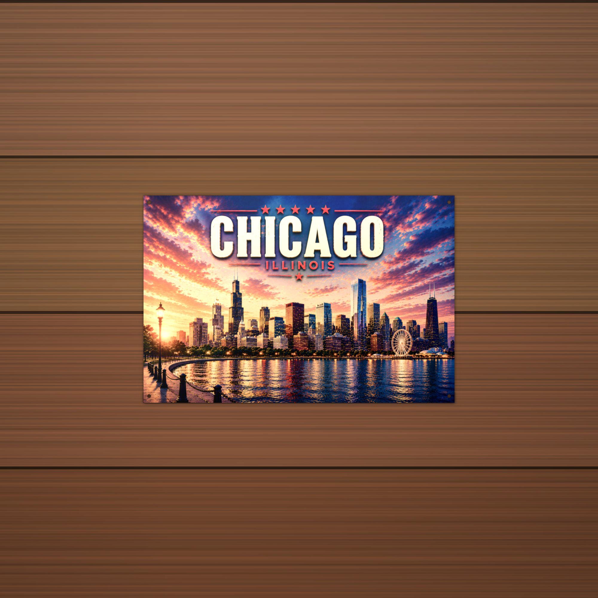 Chicago Skyline Metal Sign Aluminum Sign — alternate angle