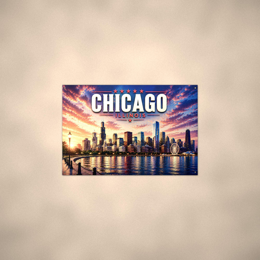 Chicago Skyline Metal Sign Aluminum Sign — alternate angle