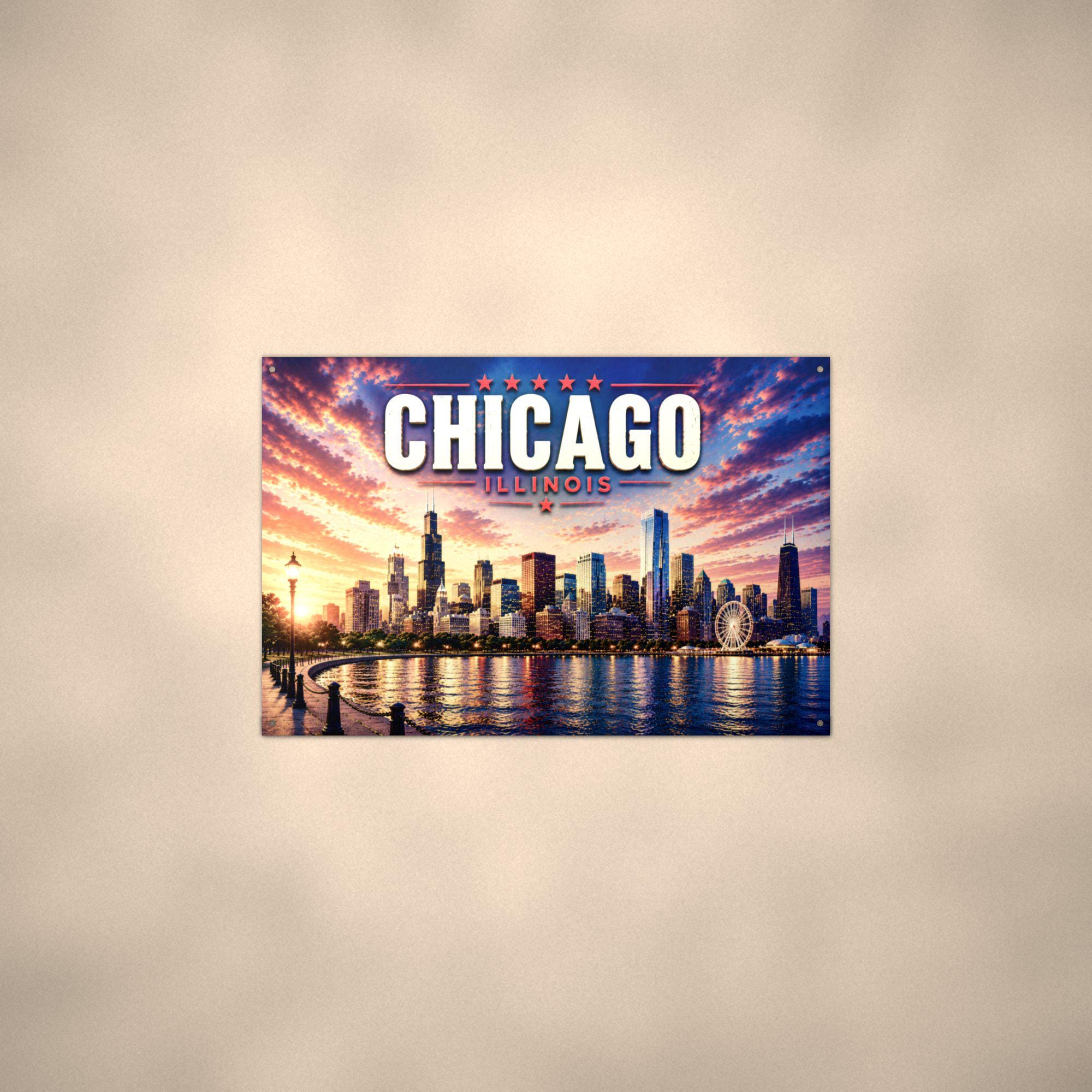 Chicago Skyline Metal Sign Aluminum Sign — alternate angle