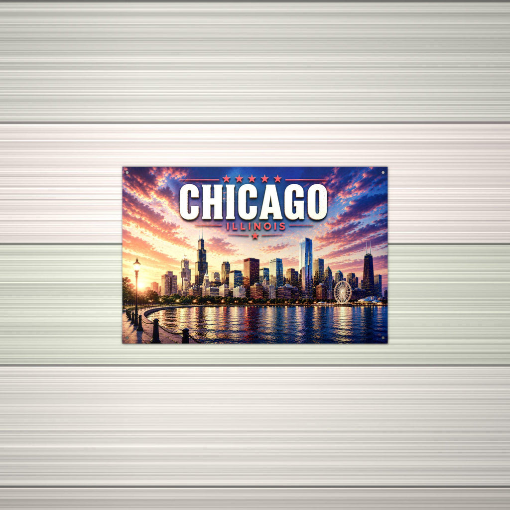 Chicago Skyline Metal Sign Aluminum Sign — alternate angle