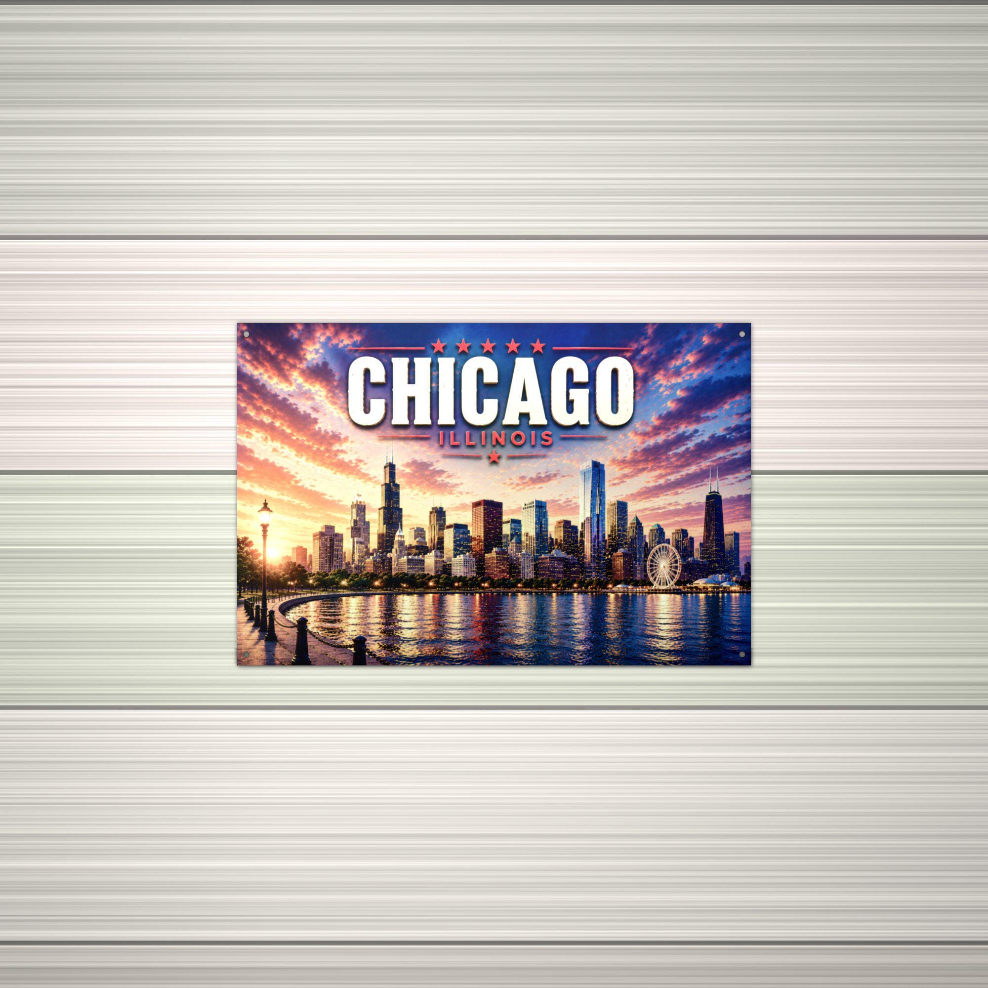 Chicago Skyline Metal Sign Aluminum Sign — alternate angle