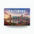 Baltimore Skyline Metal Sign Aluminum Sign — front view on white background