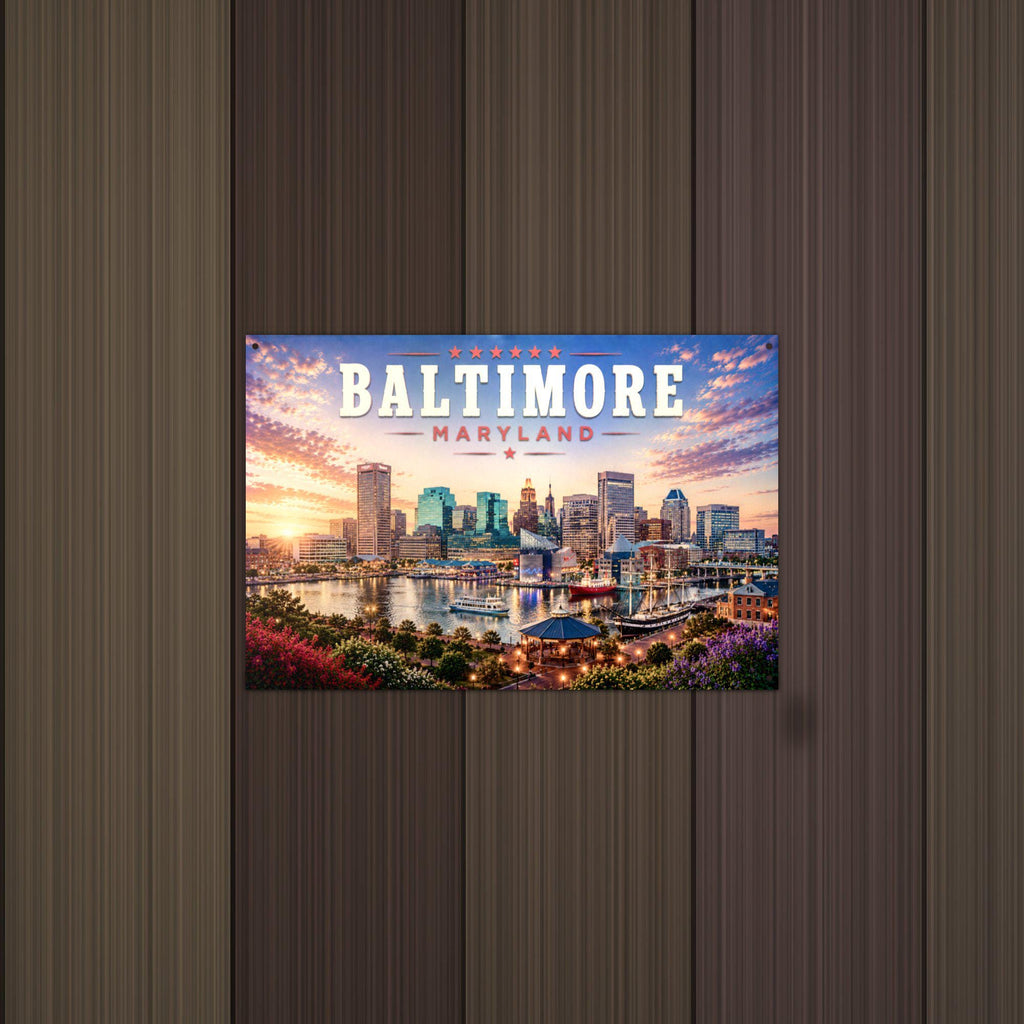 Baltimore Skyline Metal Sign Aluminum Sign — detail view