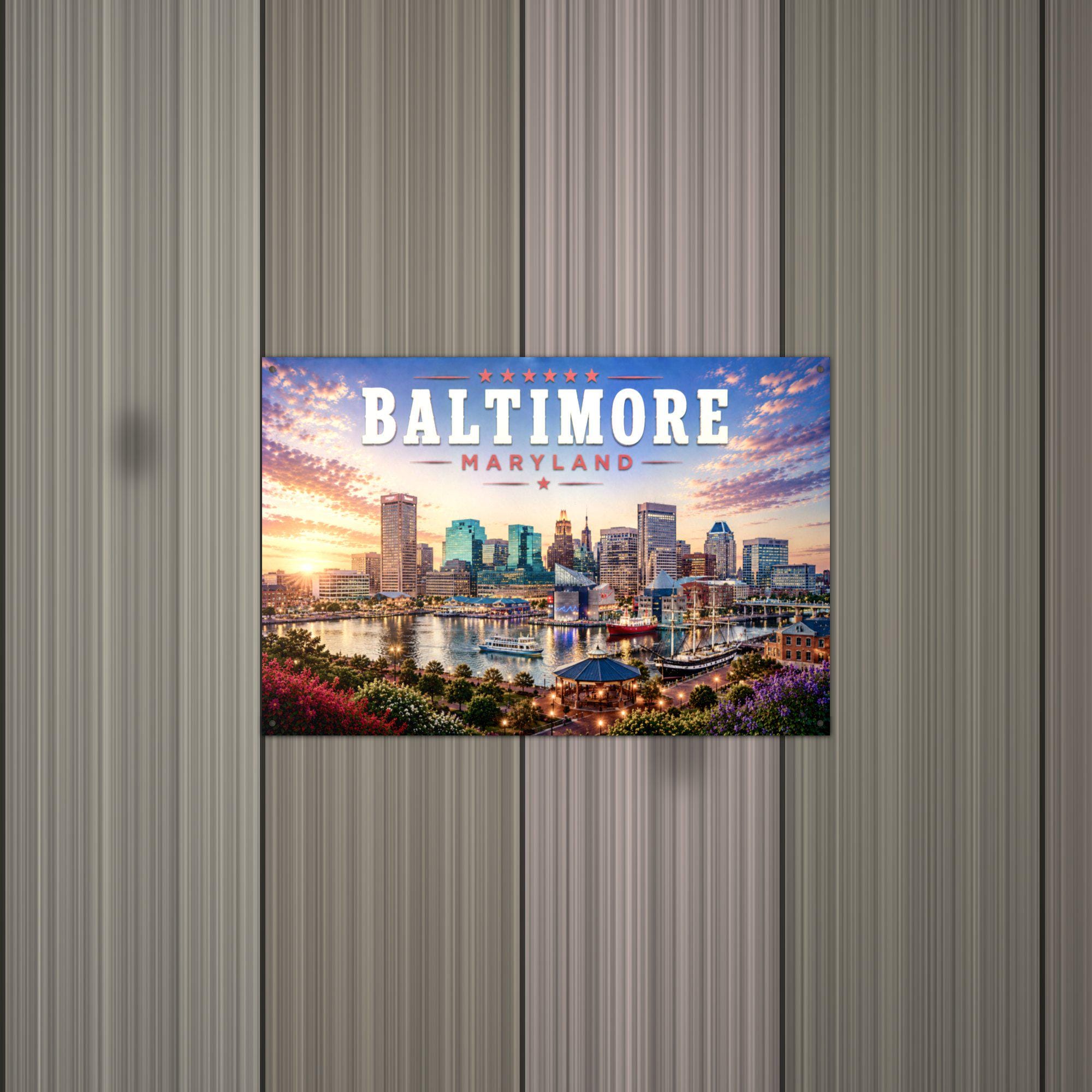 Baltimore Skyline Metal Sign Aluminum Sign — alternate angle